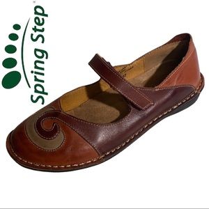 Spring Step Cosmic Mary Jane Size  7 earthy spiral leather hippie slip on